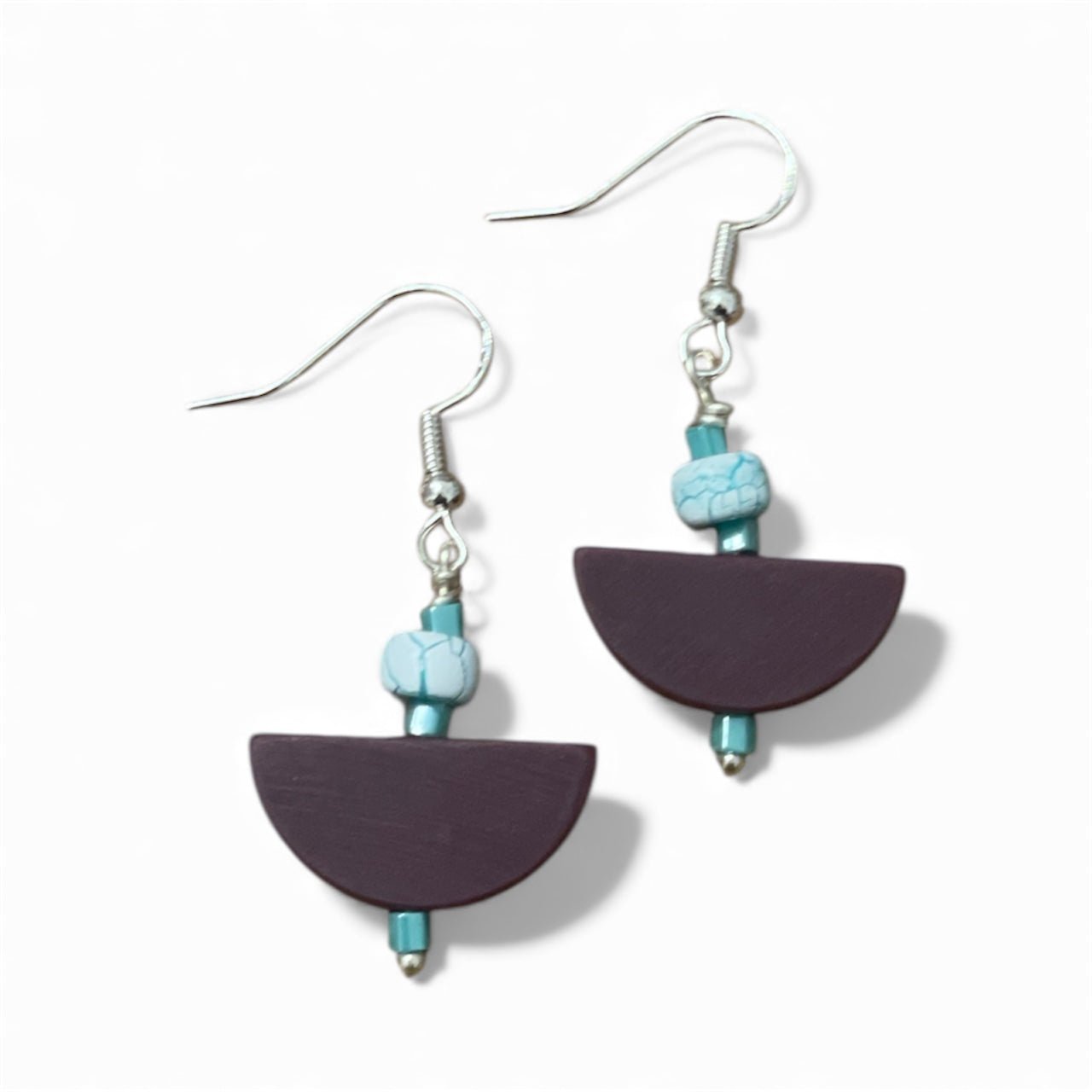 Earrings - Purple Half-Circles