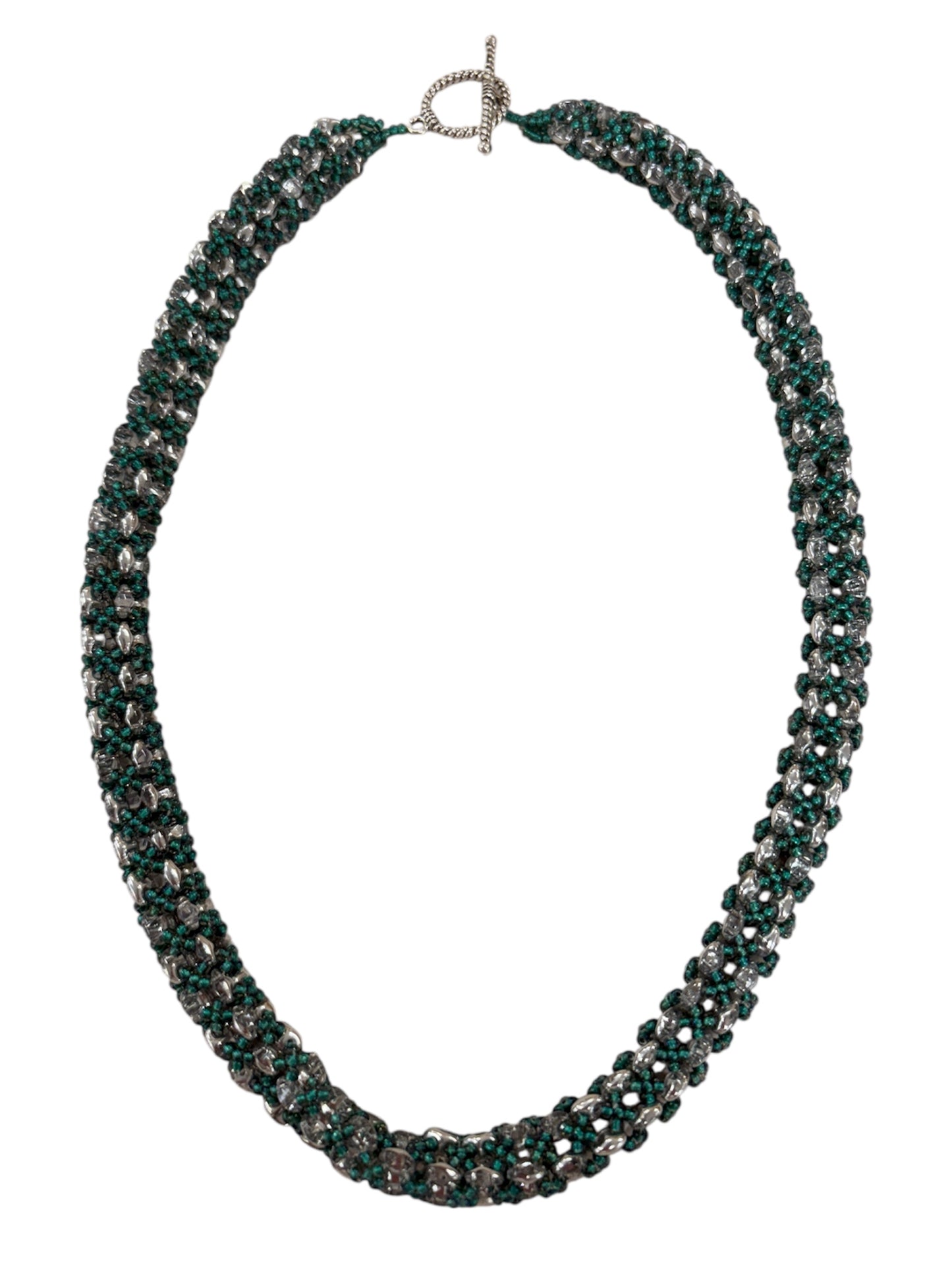 Necklace - Silver & Teal Superduo