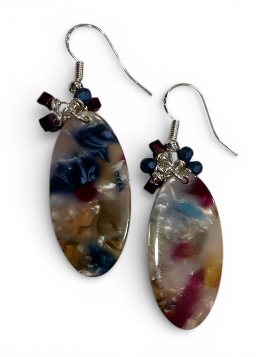 Earrings - Multi-colored Acetate Ovals