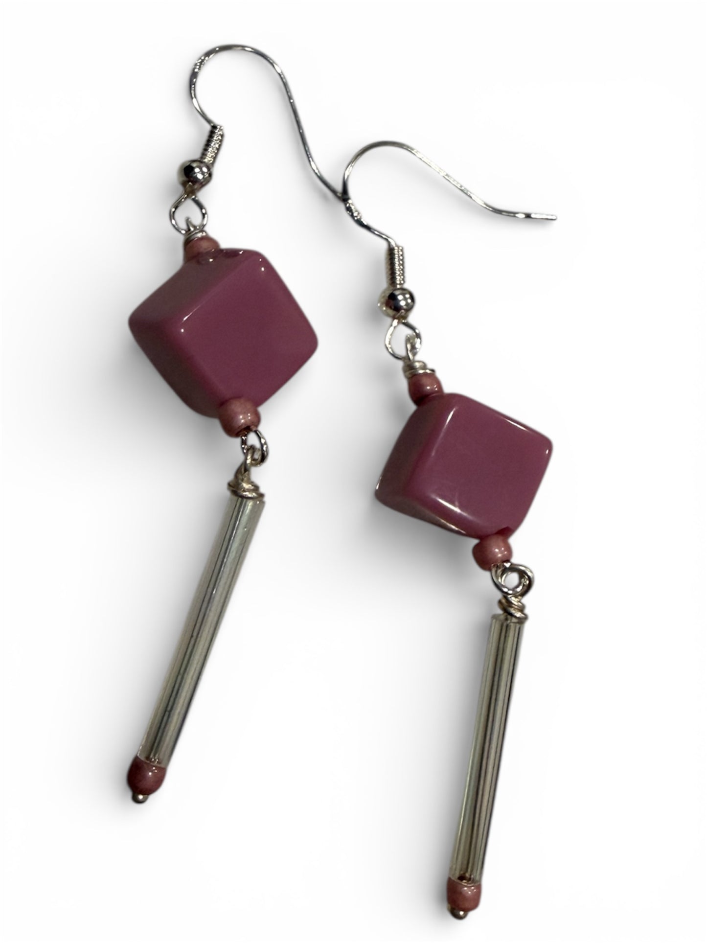 Earrings - Pink Cubes