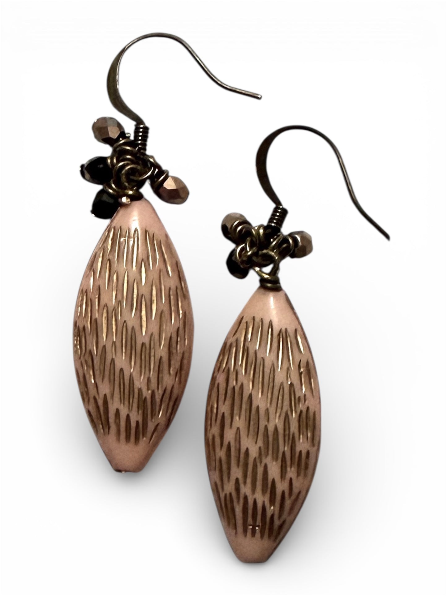 Earrings - Pink and Gold Etched