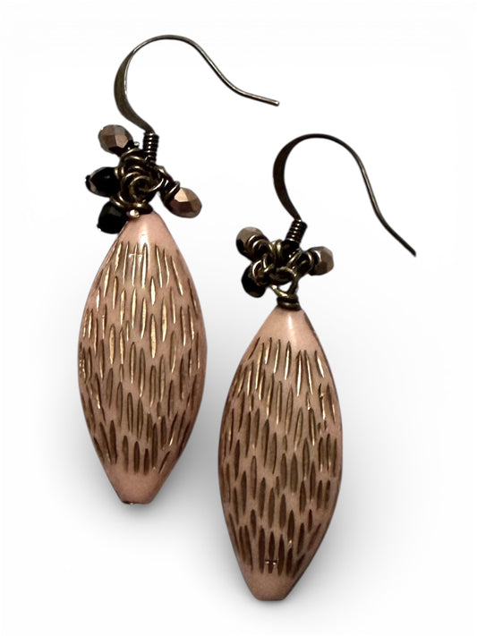 Earrings - Pink and Gold Etched