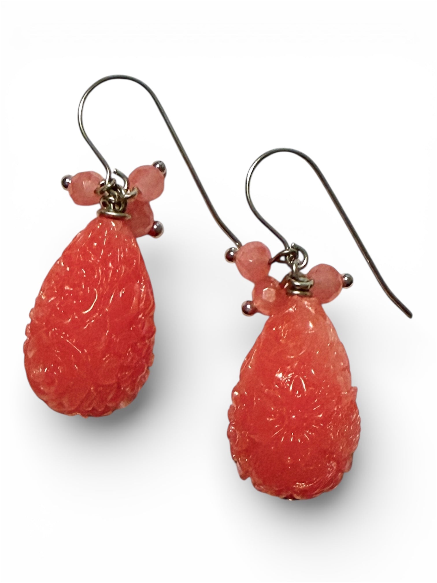 Earrings - Carved Coral