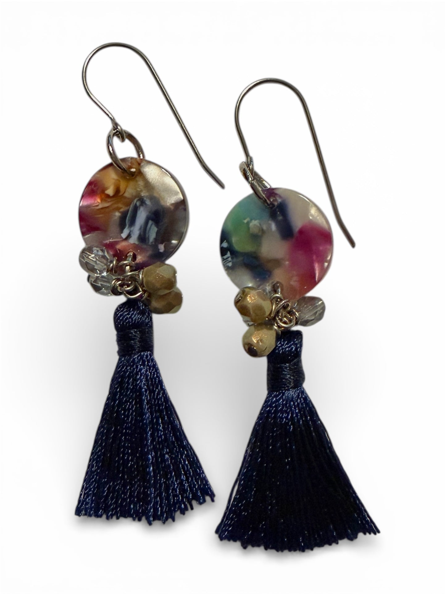 Earrings - Navy Fringe