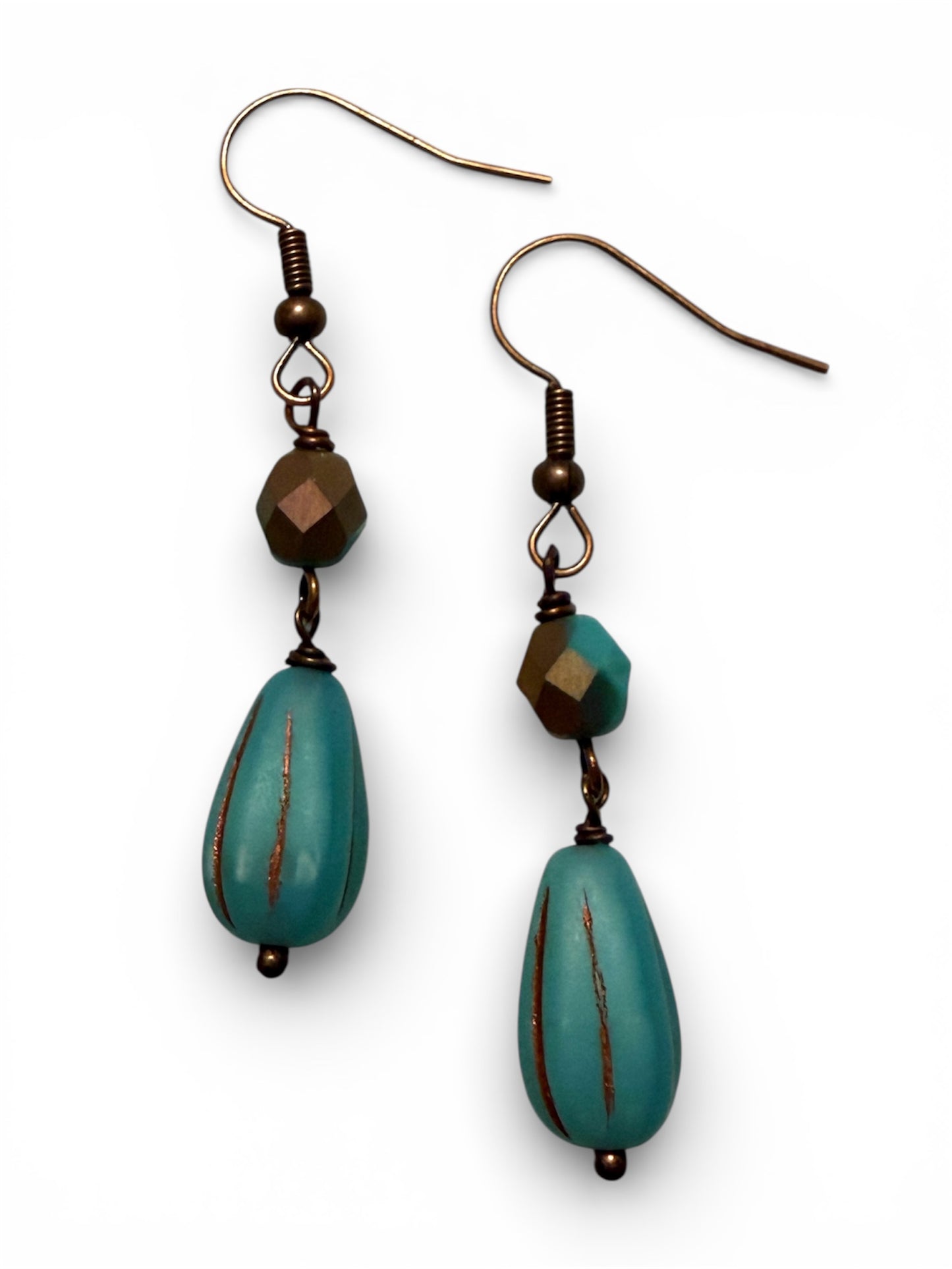 Earrings - Turquoise With Copper