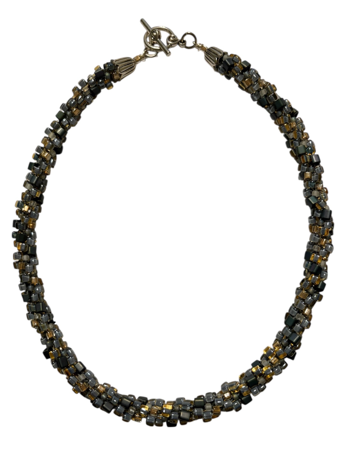 Kumihimo Necklace - Smokey Blues and Greys