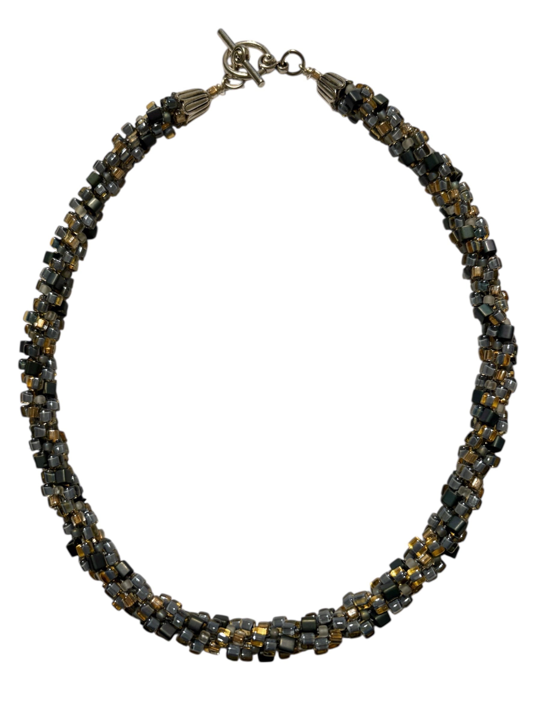 Kumihimo Necklace - Smokey Blues and Greys