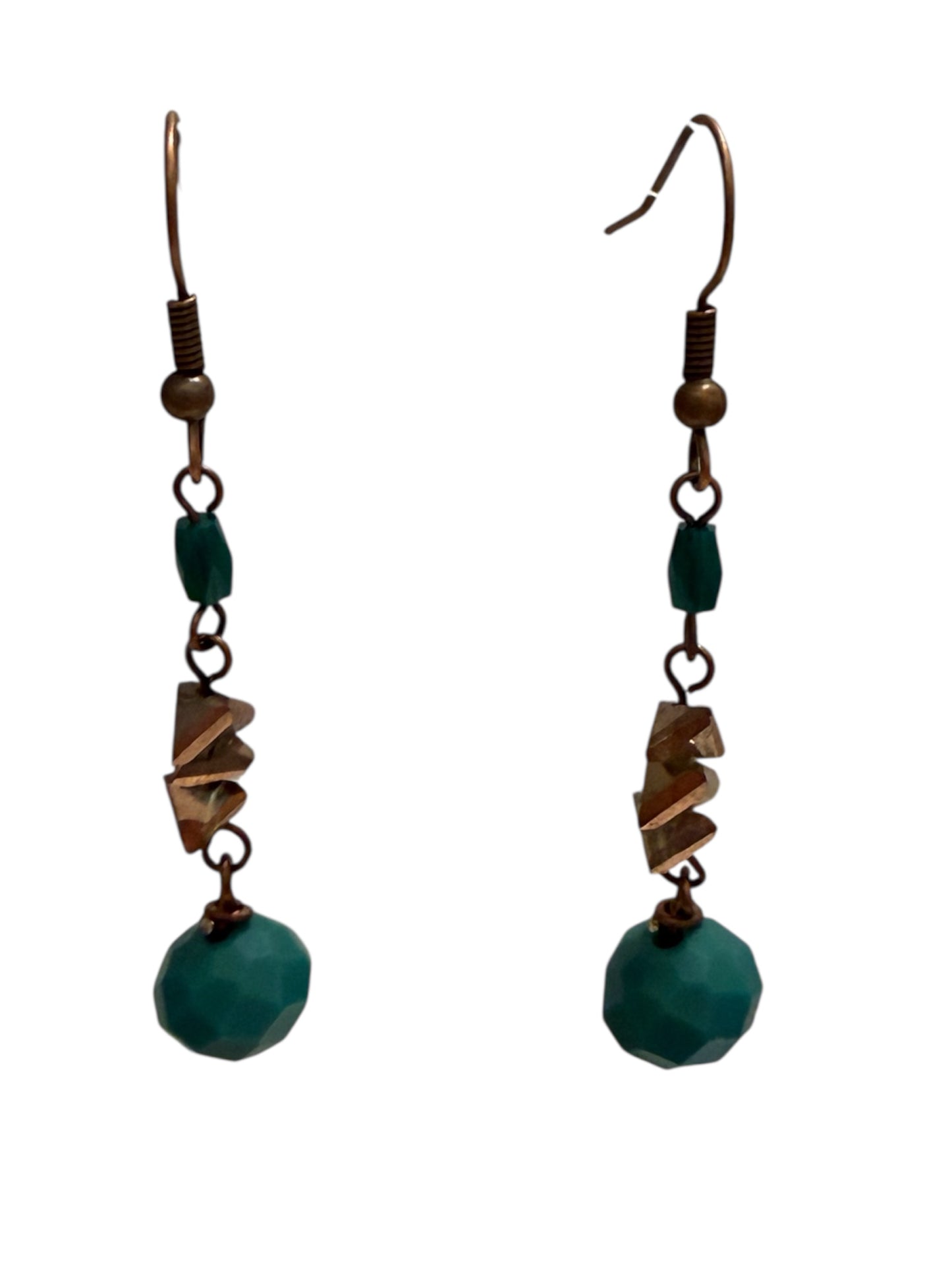 Earrings - Copper and Teal