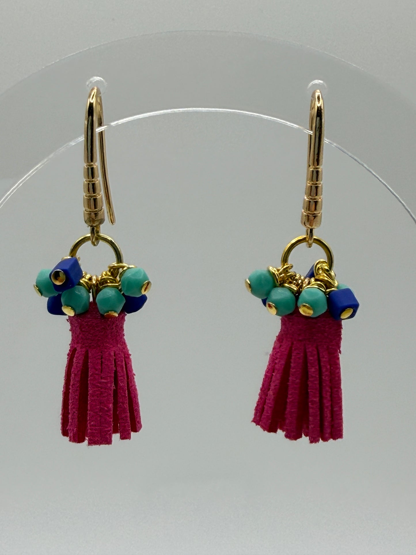Earrings - Neon Pink Tassles