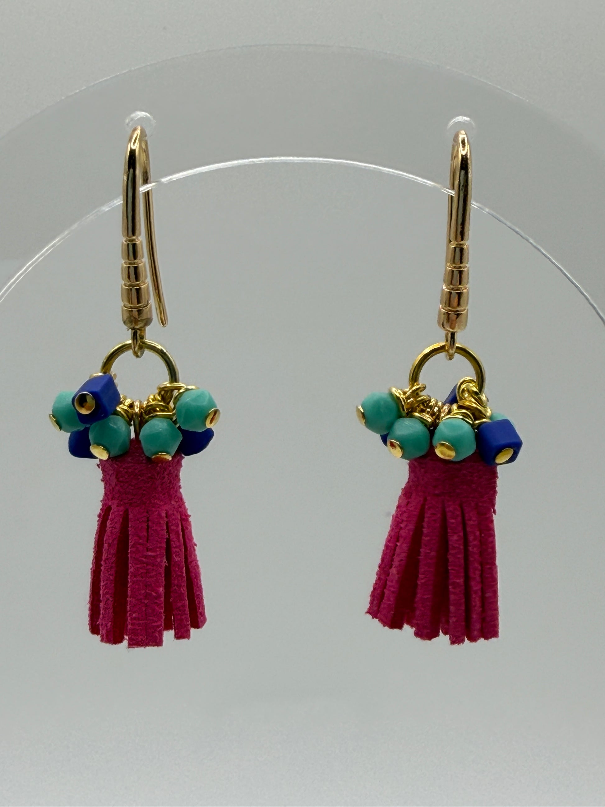 Earrings - Neon Pink Tassles