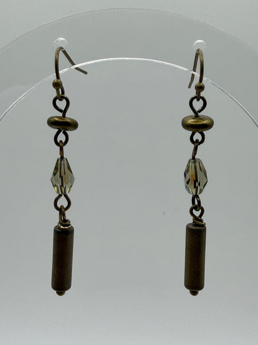 Earrings - Brass With Irridescent Accent