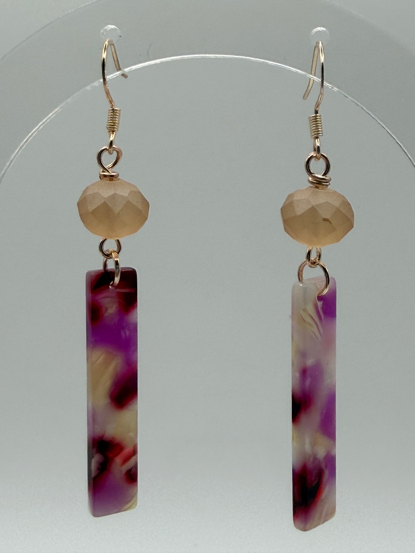 Earrings - Bright Pink Resin Rods