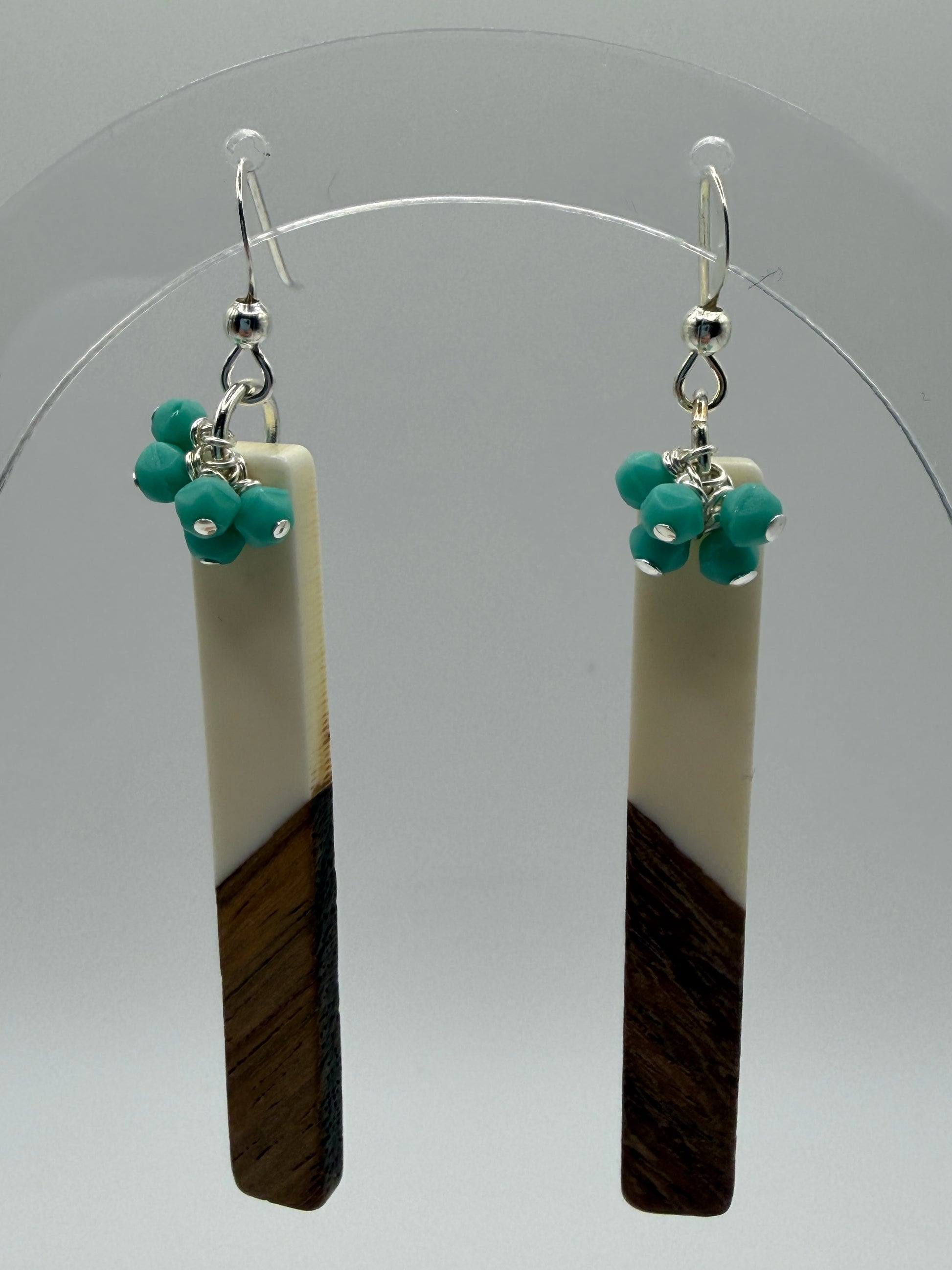 Earrings - Cream and Wood Rods