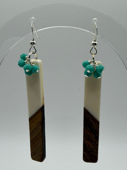 Earrings - Cream and Wood Rods