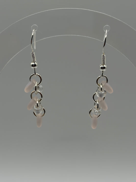 Earrings - Irridescent Pink Circles With Clear Round Accents