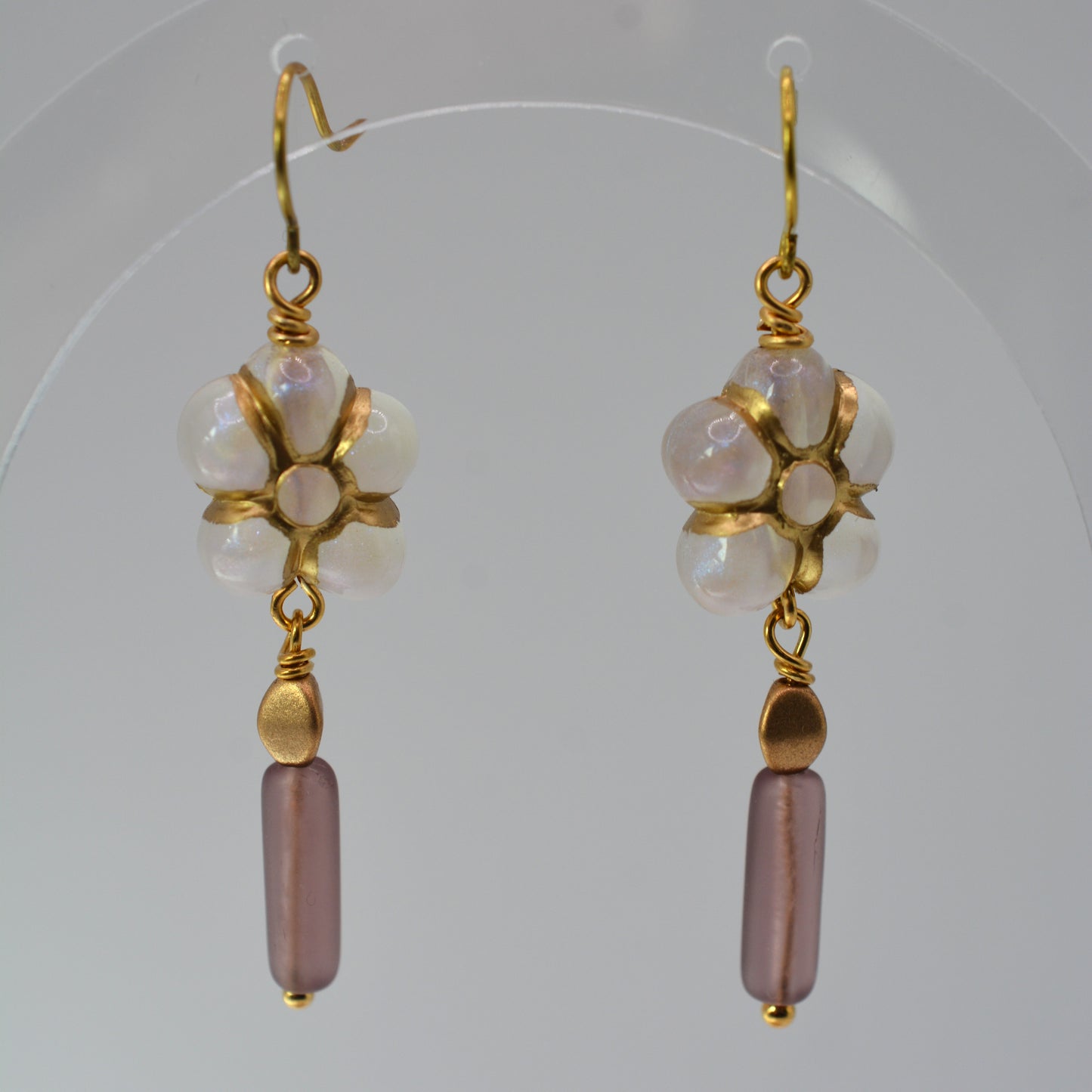 Earrings - Antique Flowers With Purple