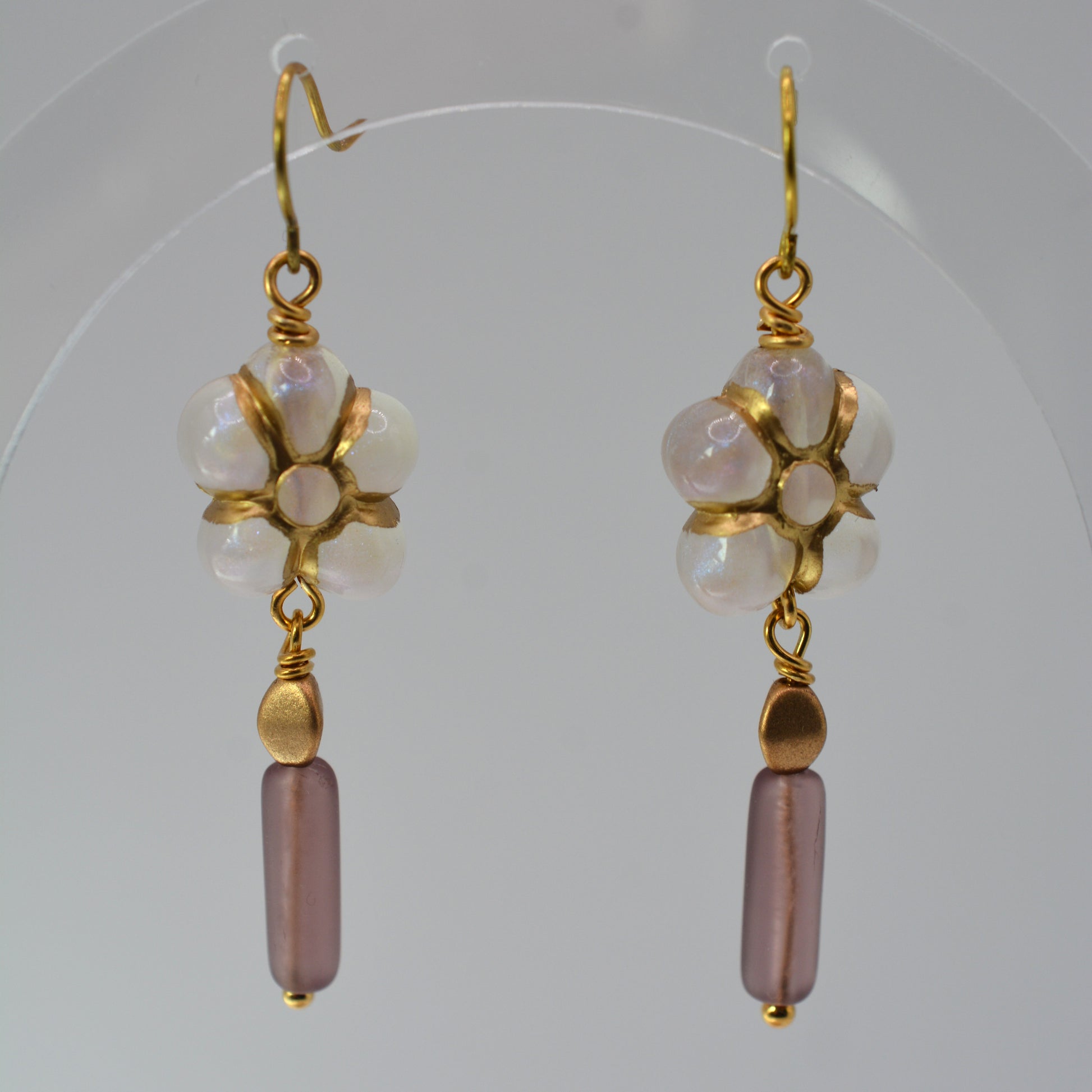 Earrings - Antique Flowers With Purple