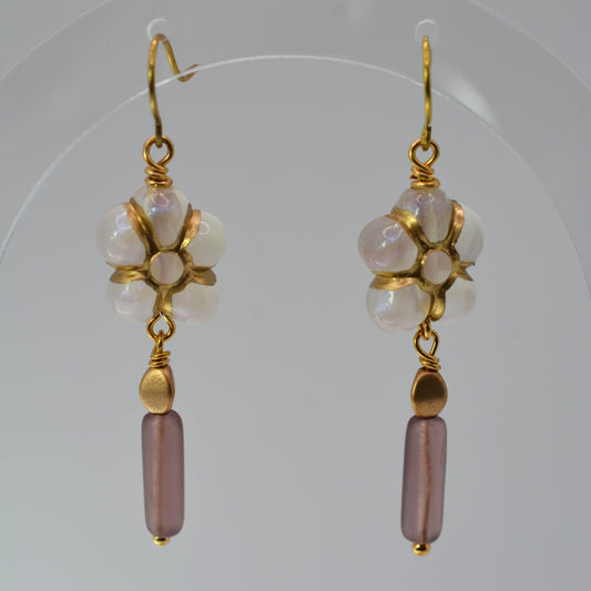 Earrings - Antique Flowers With Purple