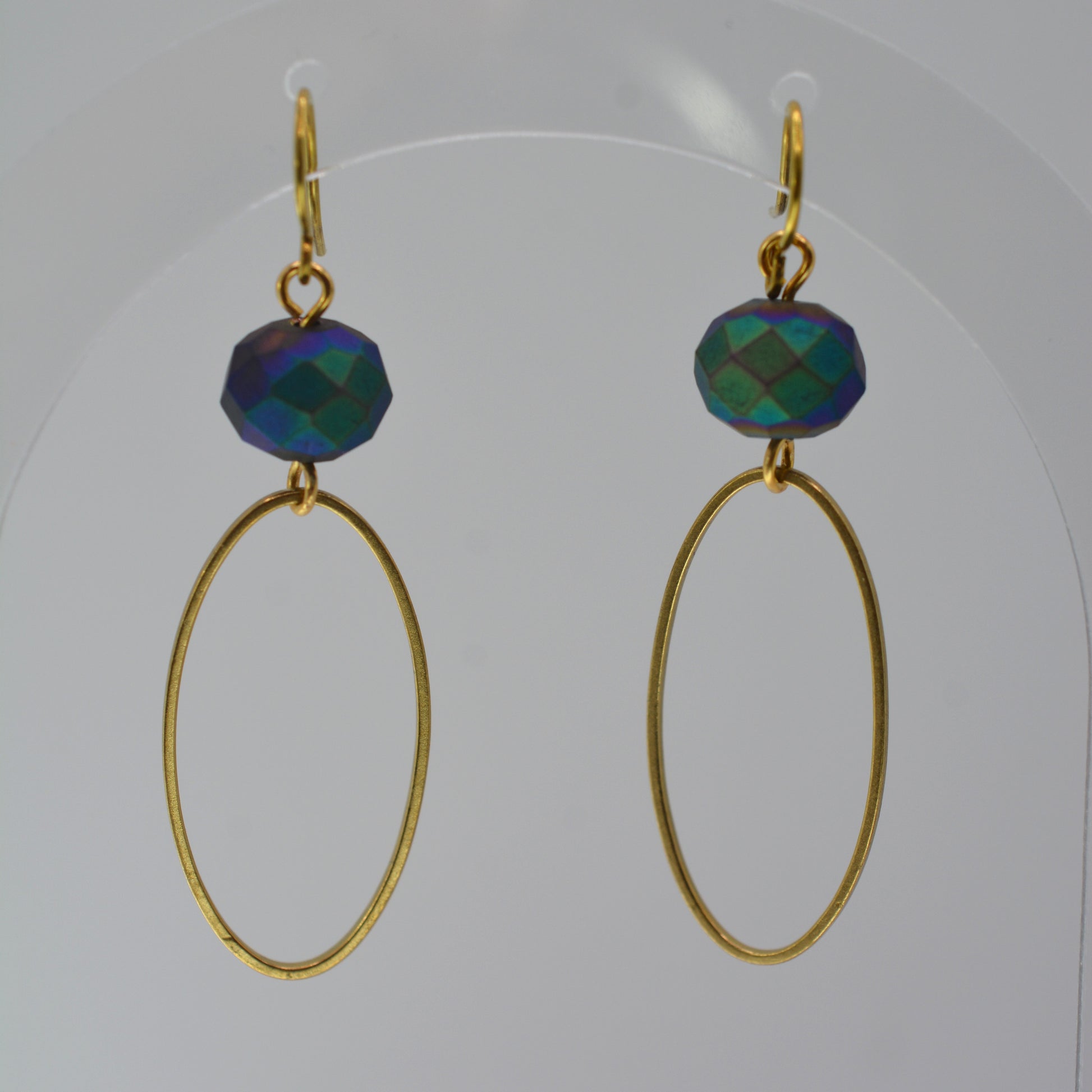 Earrings - Brass Frames With Purple