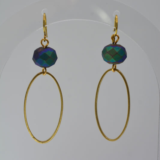 Earrings - Brass Frames With Purple