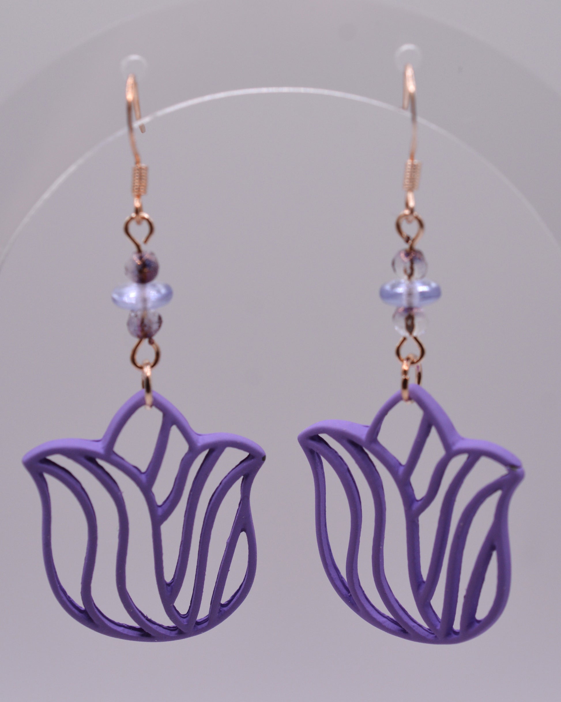 Earrings - Purple Flowers