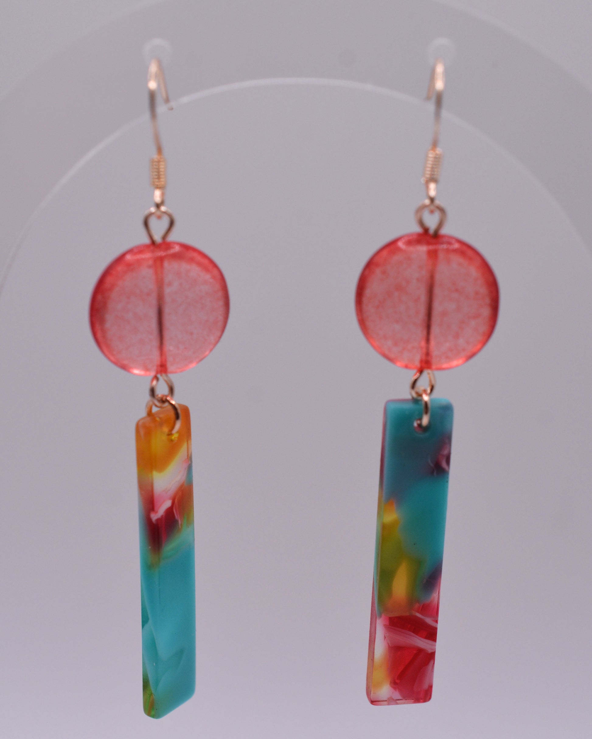 Earrings - Turquoise/Cherry Rods