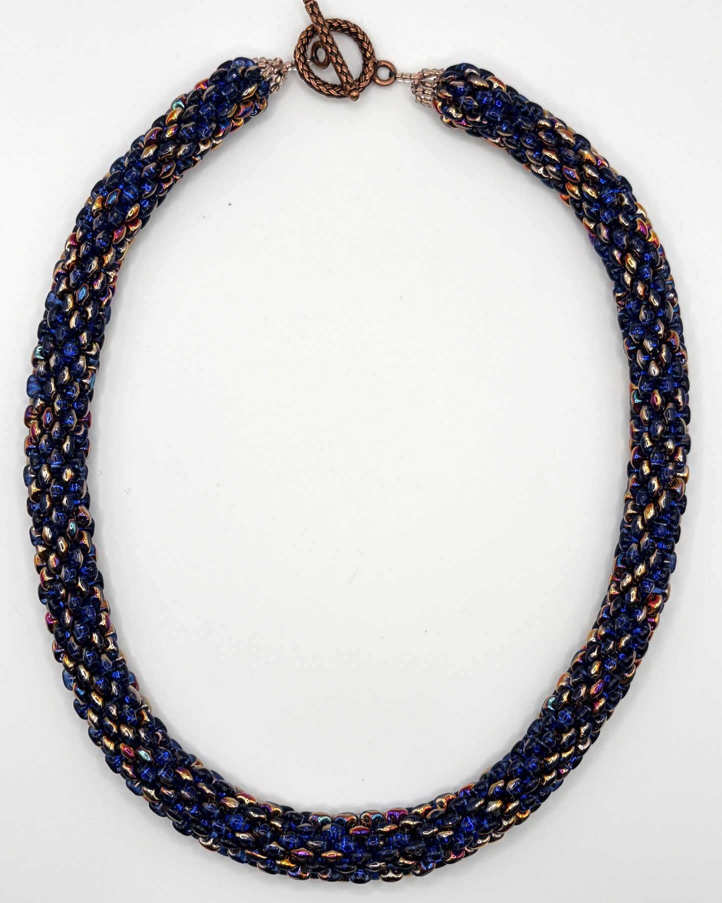 Superduo Necklace - Coppers and Blues