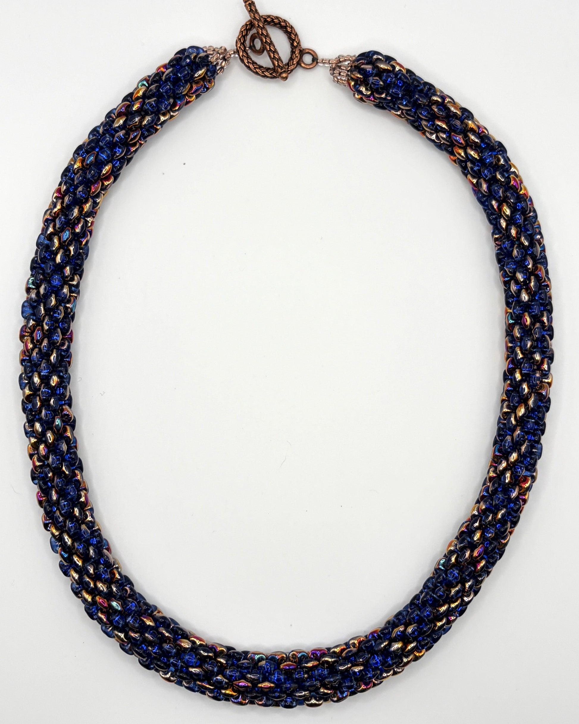 Superduo Necklace - Coppers and Blues