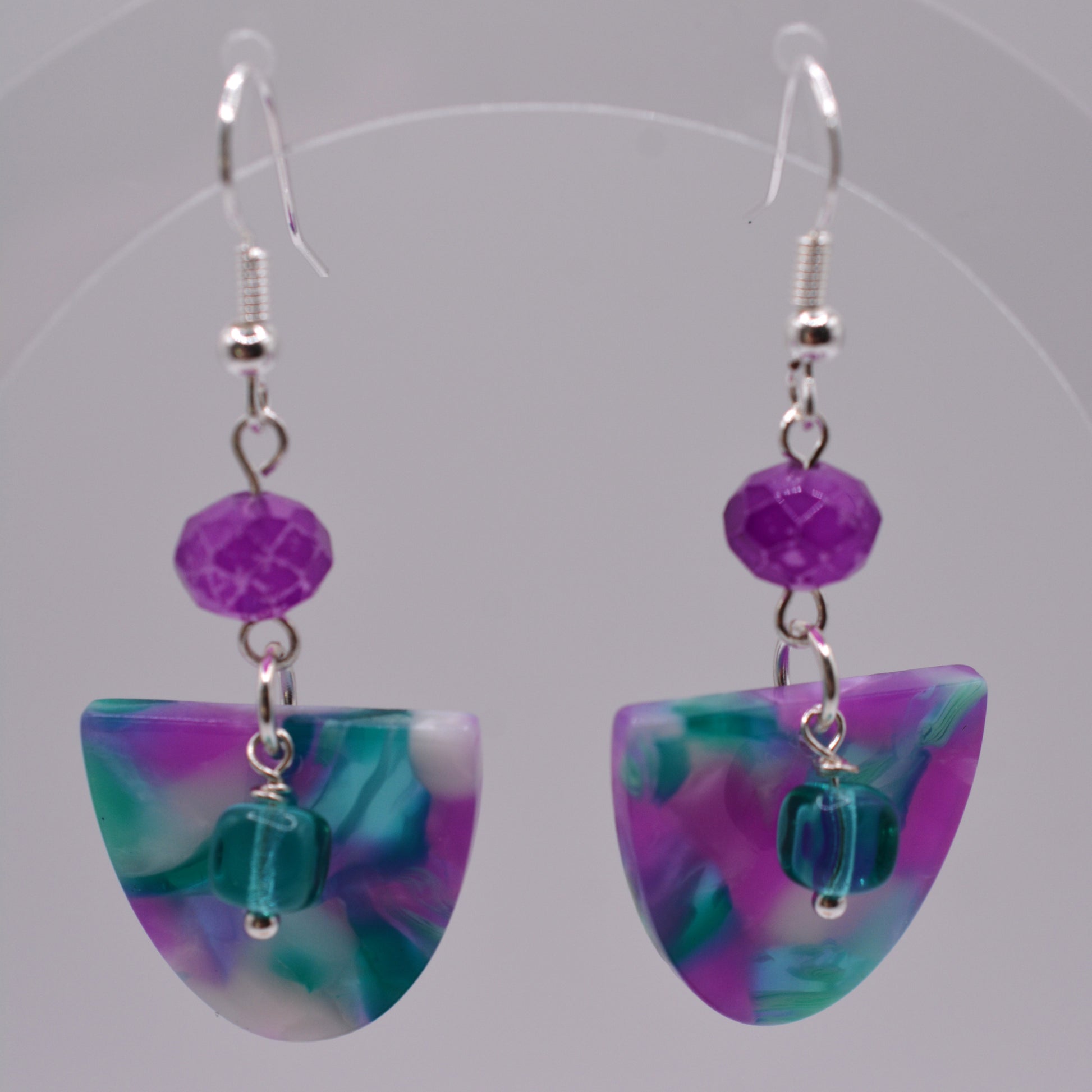 Earrings - Plum and Turquoise
