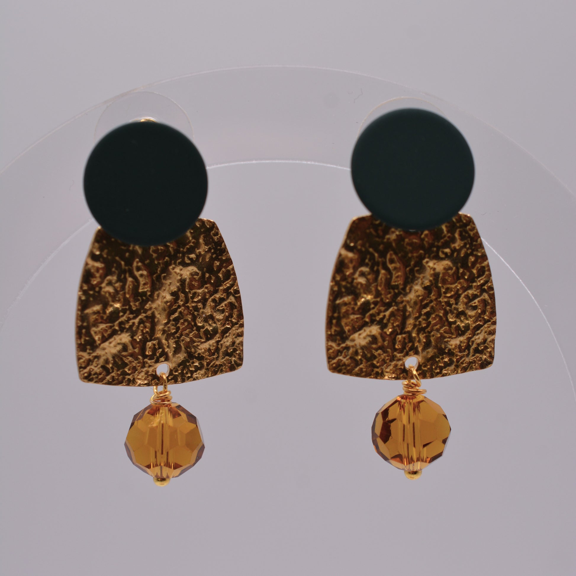 Earrings - Brass With Gold and Hunter
