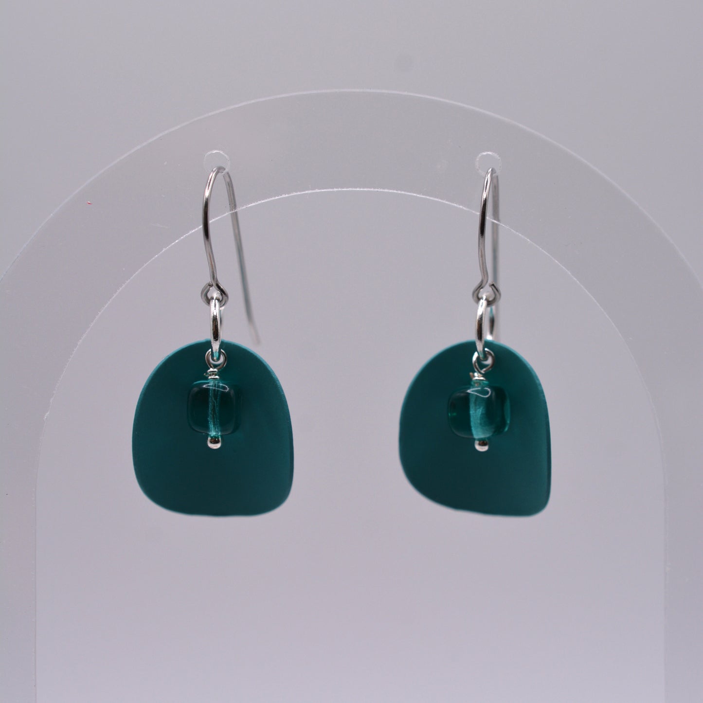 Earrings - Teal Curving Circles