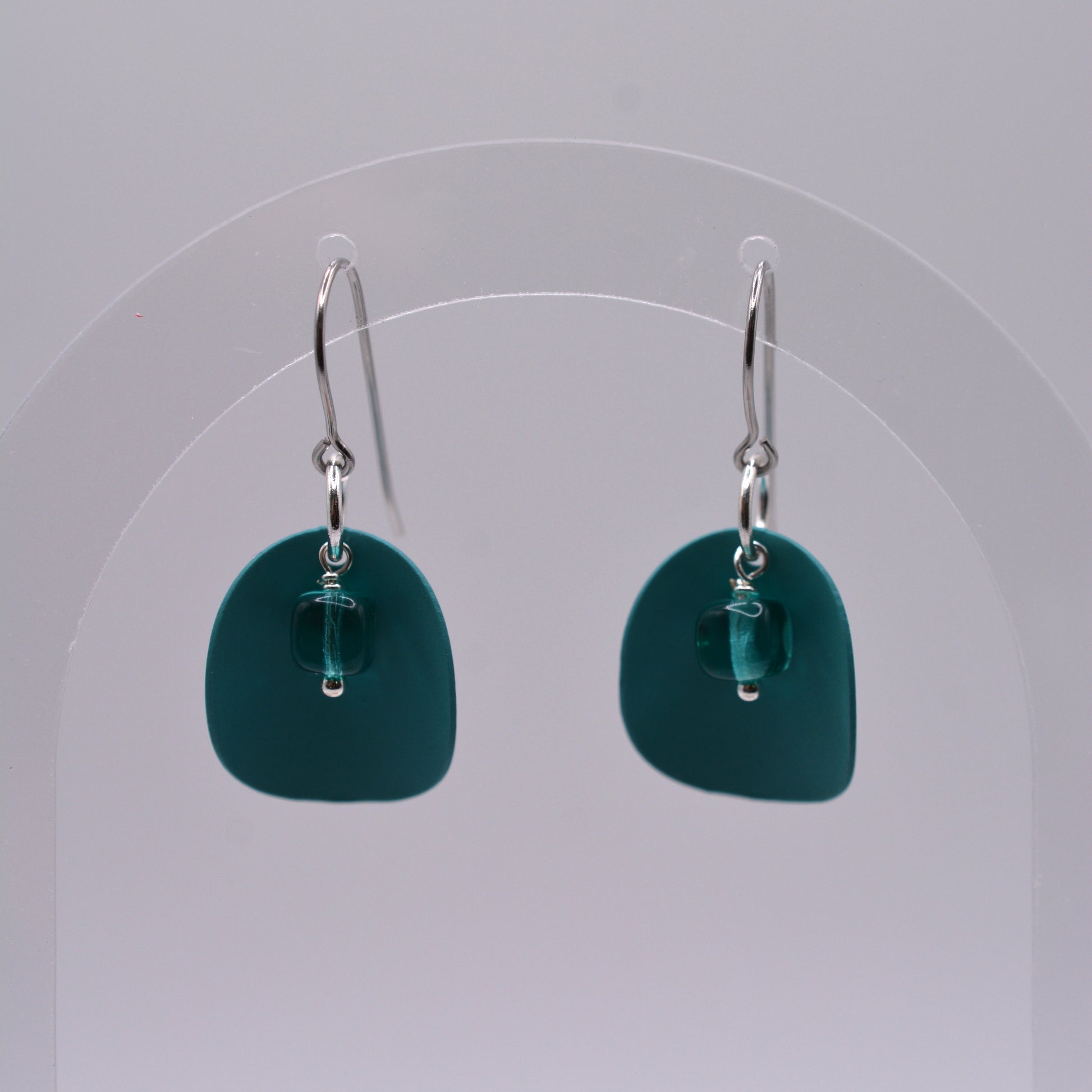 Earrings - Teal Curving Circles