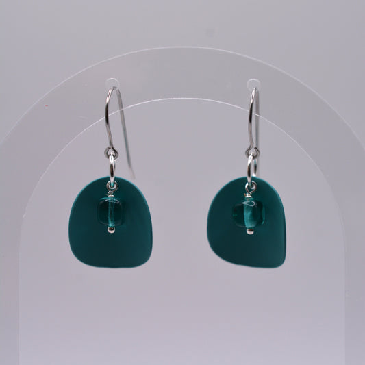 Earrings - Teal Curving Circles