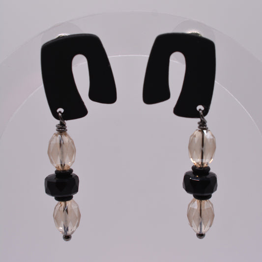 Earrings - Black and Champagne