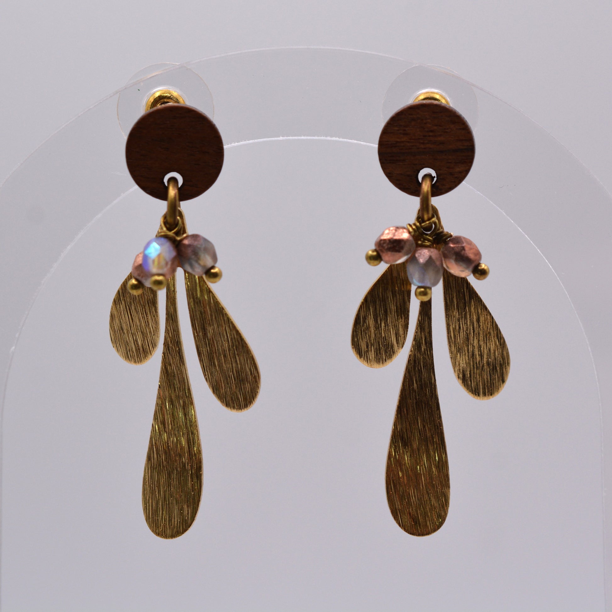 Earrings - Brass Leaves With Copper