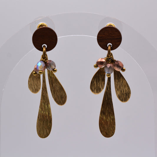 Earrings - Brass Leaves With Copper