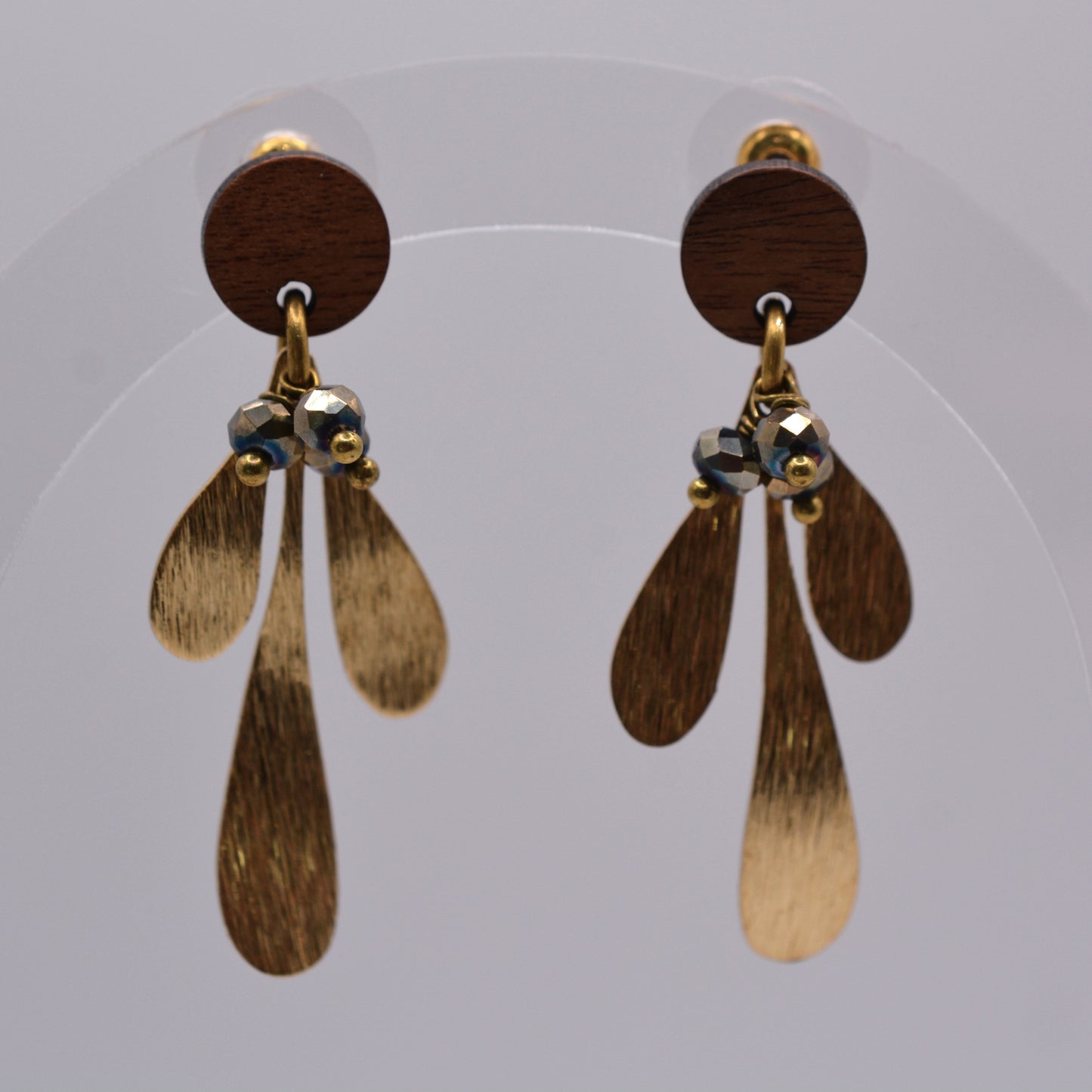 Earrings - Brass Leaves With Gunmetal