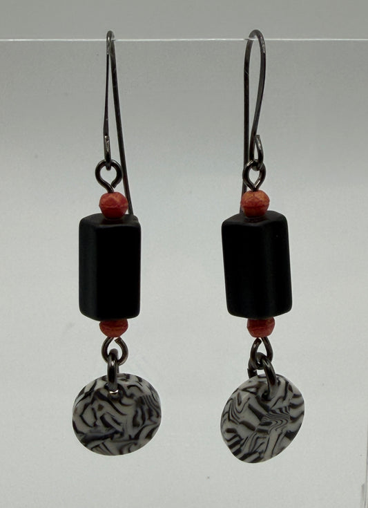 Earrings - White & Black Stripes