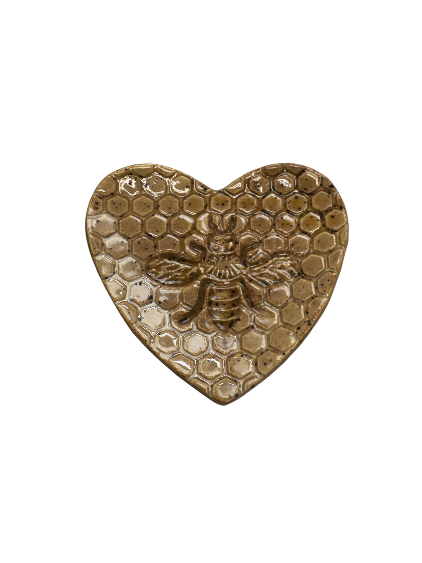 CREAMIC HEART DISH BEE 2-1/2X3"