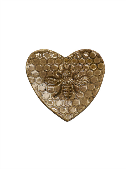 CREAMIC HEART DISH BEE 2-1/2X3"