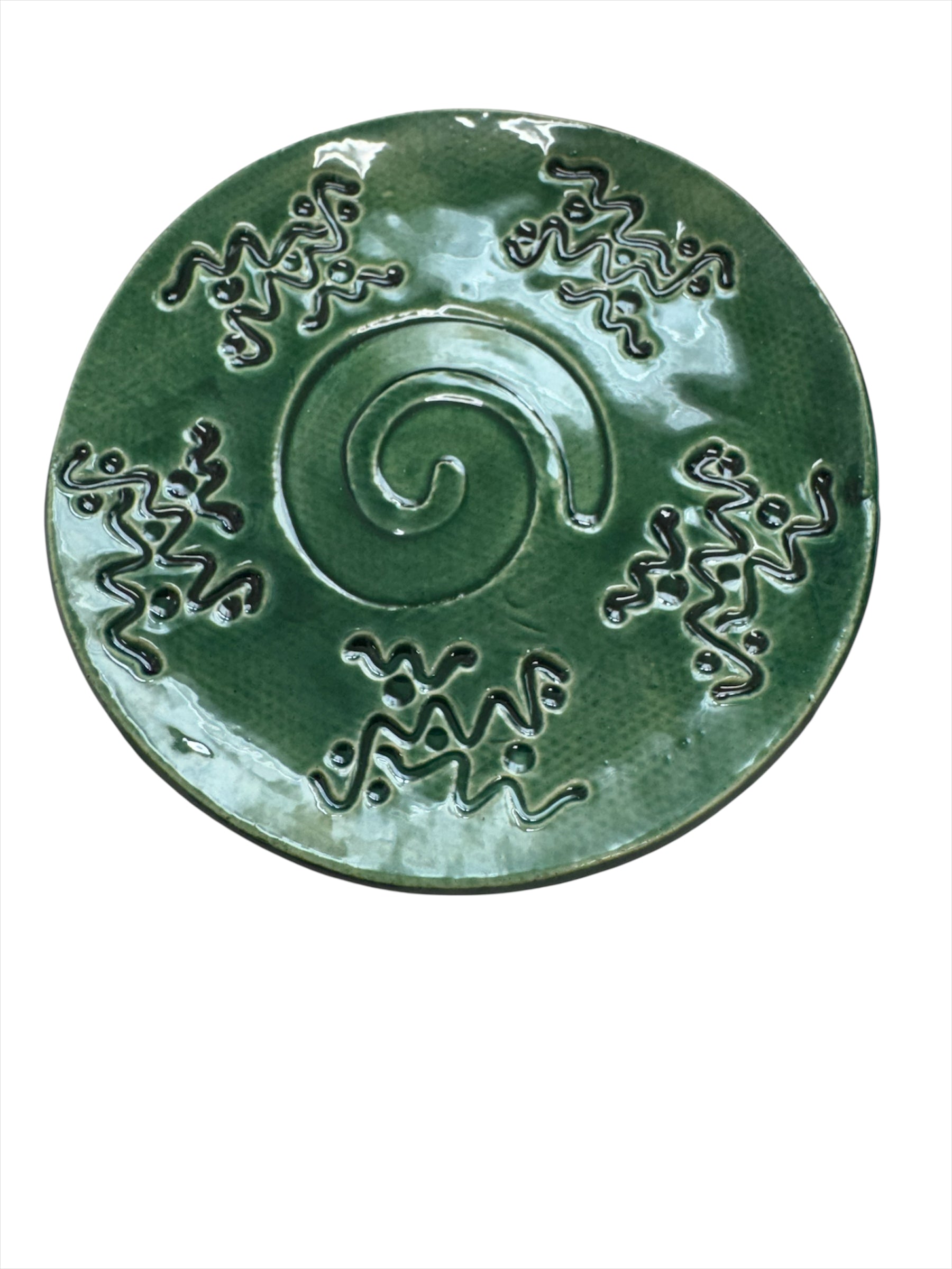 Round Dish Dark Green-wild 4"D