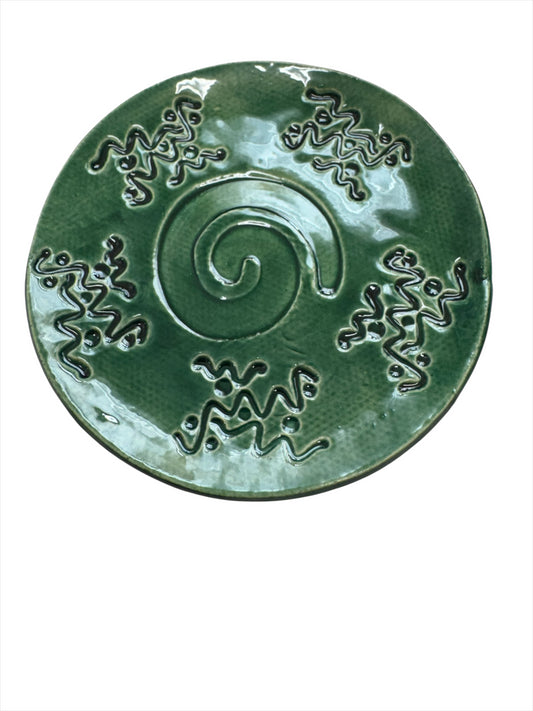 Round Dish Dark Green-wild 4"D