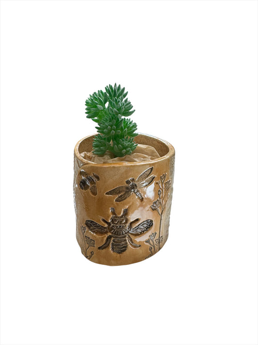 Succulent Pot Bees-leaves 3" High