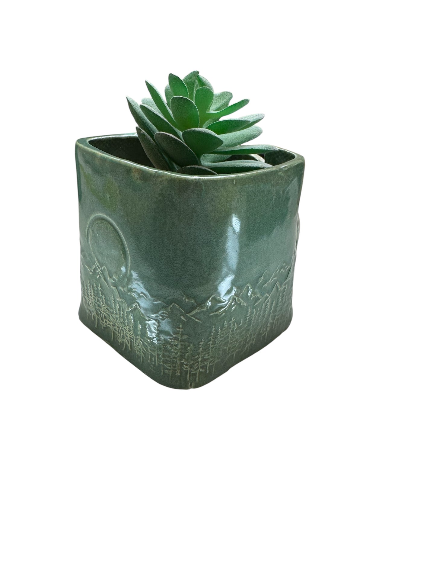 Succulent Pot Lt Green Mtn 3" High