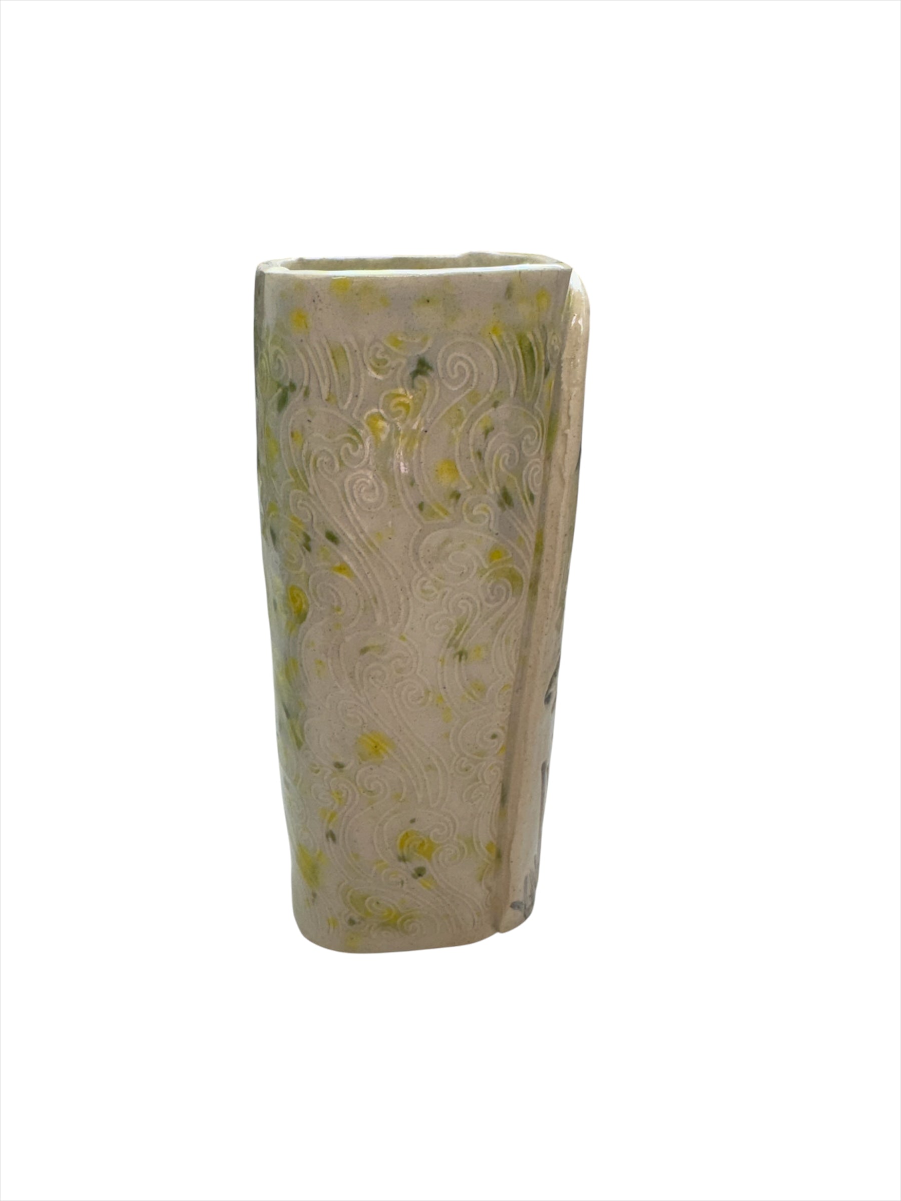 Bud Vase Lemon-lime Sq. Approx. 6" Tall