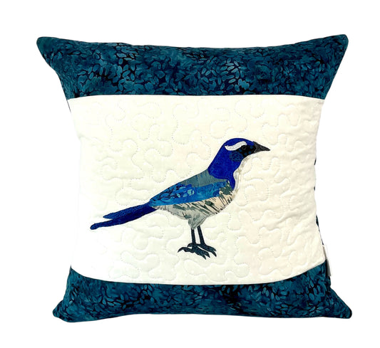Scrub Jay Pillow - Facing Right