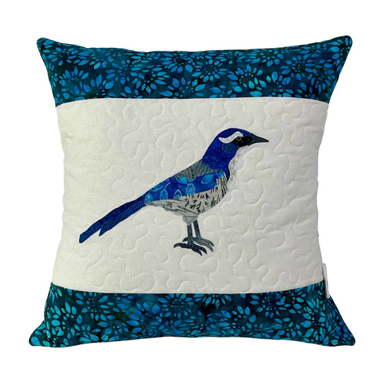 Scrub Jay Pillow - Facing Right