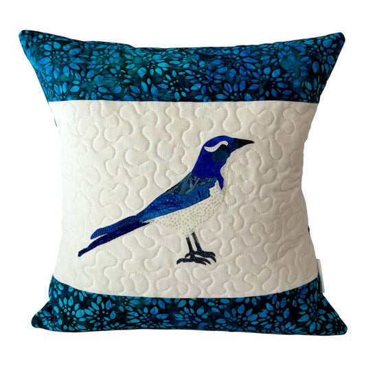Scrub Jay Pillow - Facing Right