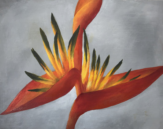 Heliconia 3 Oil On Wood 8X10