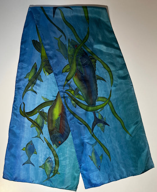 Fish Scarf On Blue Background